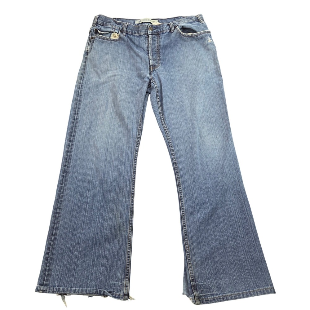 Vintage 90s Gap Jeans Loose Boot Fit 36x31 Blue Denim Button Fly Y2K Flare Baggy